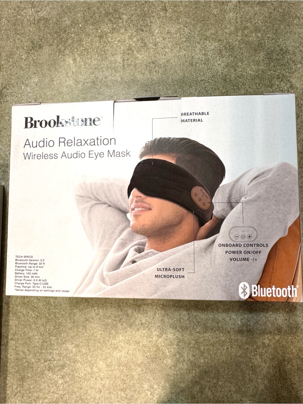 Brookstone Black Bluetooth Sleep Mask with Built-in Controls. NWT